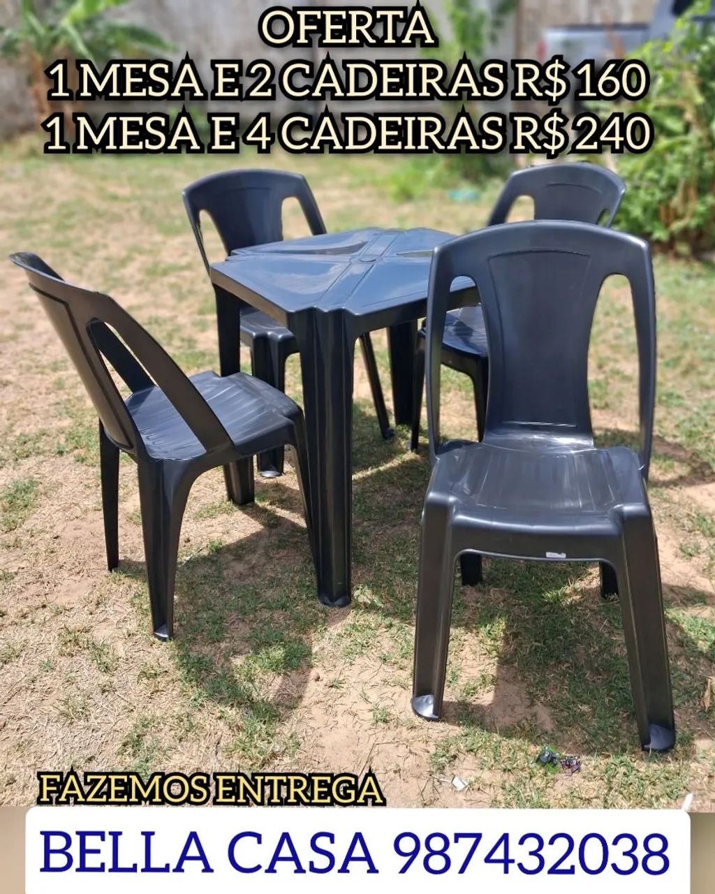 Mesa Com Cadeiras dn smz 6 y Plásticas Parma xm uf - ENTREGO HOJE HJ