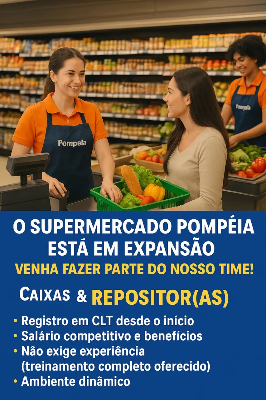 Vagas: Caixa e Repositor(a) - CLT + VA + VT