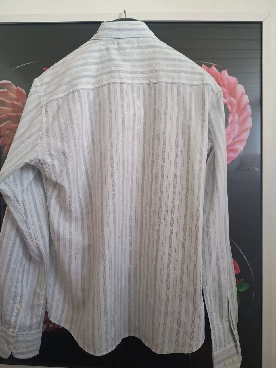 Camisa Social listrada branca e azul claro  - Foto 5