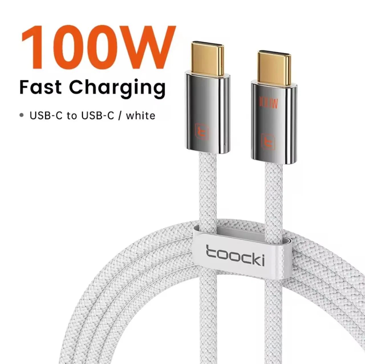 Cabo Toocki 100W 1M em nylon trançado. Usb-c pra Usb-c  - Foto 4