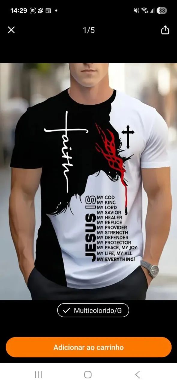 Camiseta Jesus - Amarelo e Preto - Foto 5