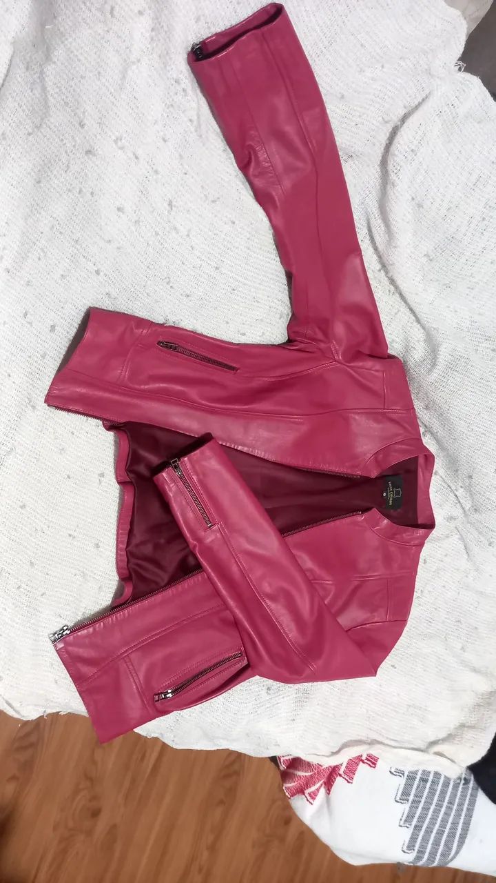 Jaqueta de Couro Vermelha Elegante P/M - Foto 3