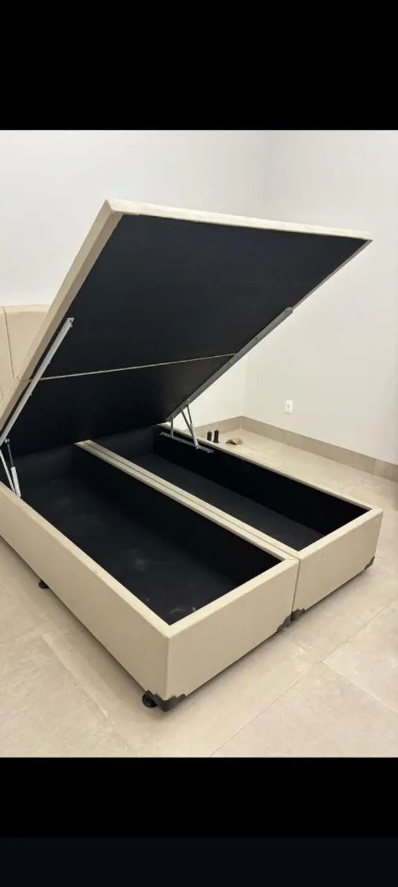 Base  Box com baú e design moderno Queen 