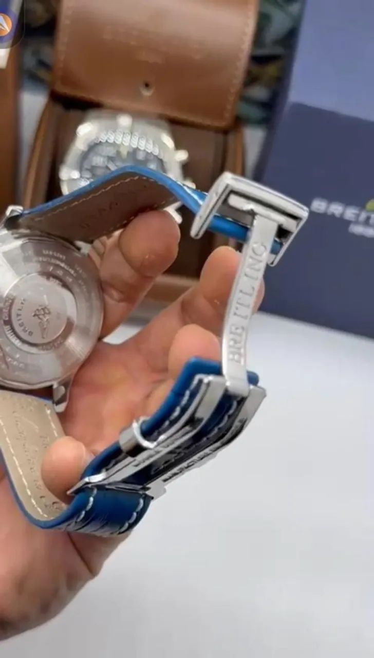 Relógio Estilo Breitling Navitimer em Aço Inoxidável e Couro - Foto 5