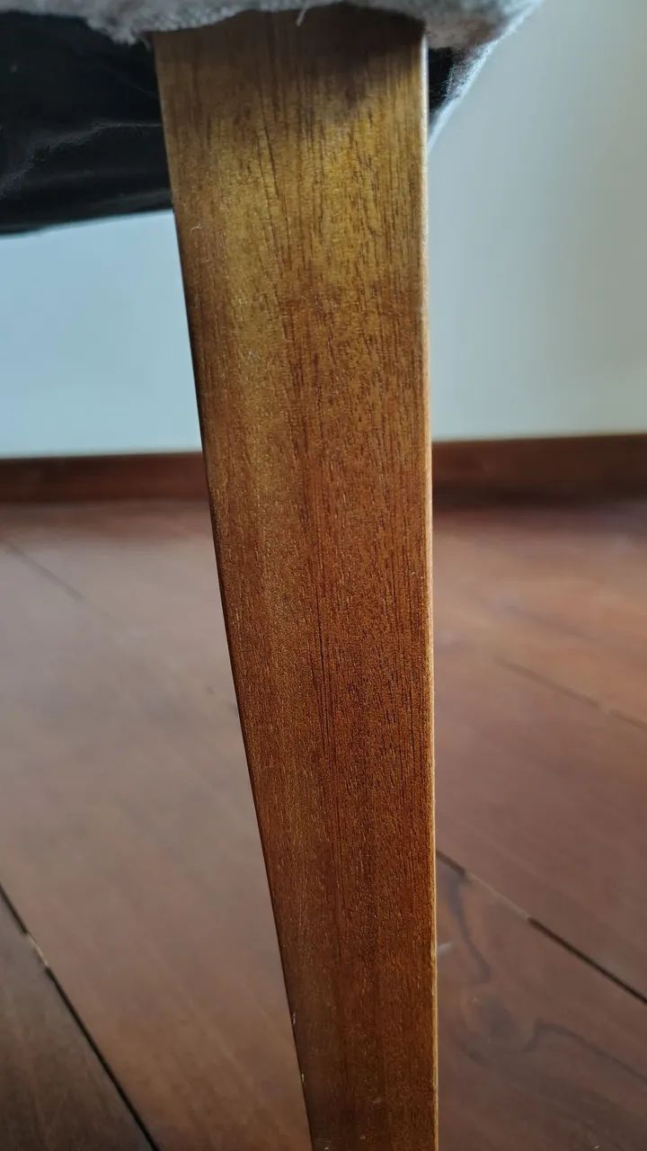 4 x Cadeiras Estofadas S/ Puxador Linho Areia / Nogueira - Attraktiva - Foto 4