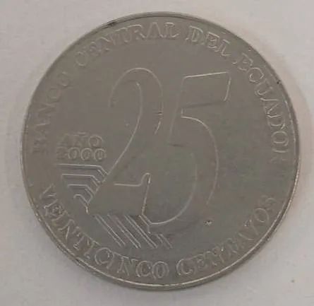Moeda do Equador 25 Centavos