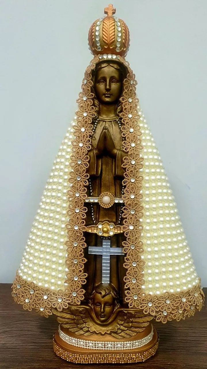 Imagem Nossa Senhora Aparecida com 40cm, meia pérola, guipir, strass- FINO ACABAMENTO  - Foto 2