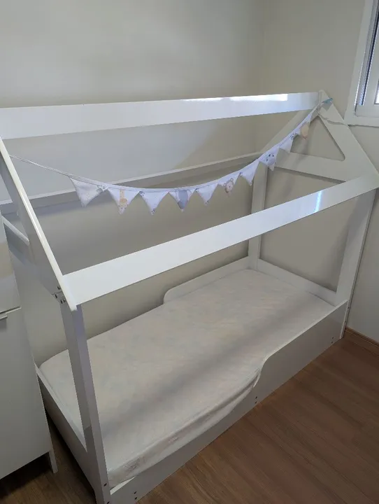 Cama Casinha Infantil Branca + Colchão