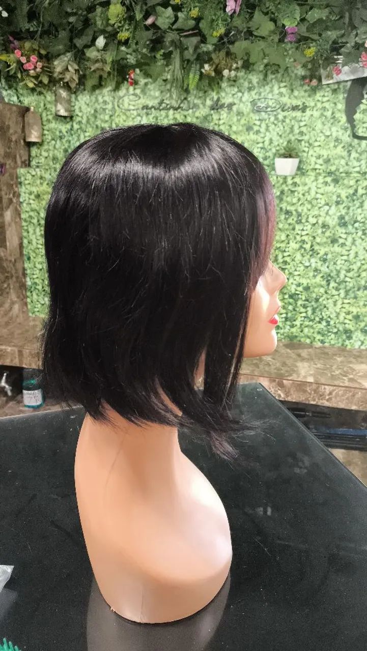 Peruca wig lisa com franja, cabelo humano  - Foto 2