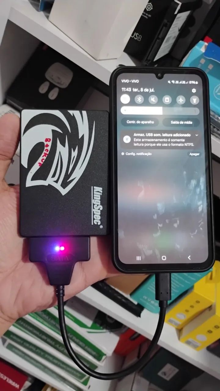 Cabo adaptador SATA para USB Tipo C - SSD / HD Notebook - Novo - Foto 4