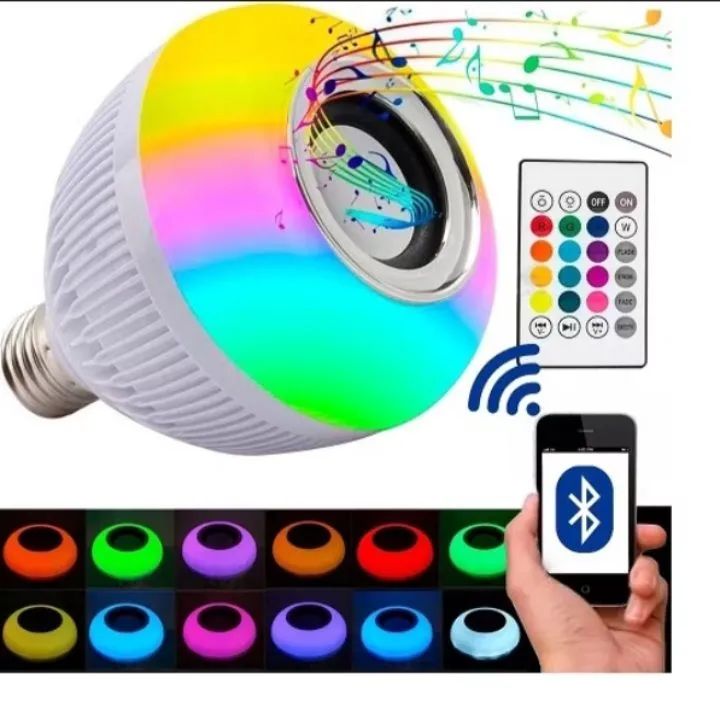 Lâmpada LED Bluetooth com Som e Cores RGB