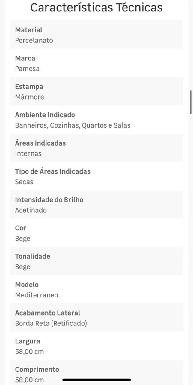 Porcelanato Marmorizado Retificado Acetinado Mediterraneo Bege Tipo A 58x58  - Foto 5