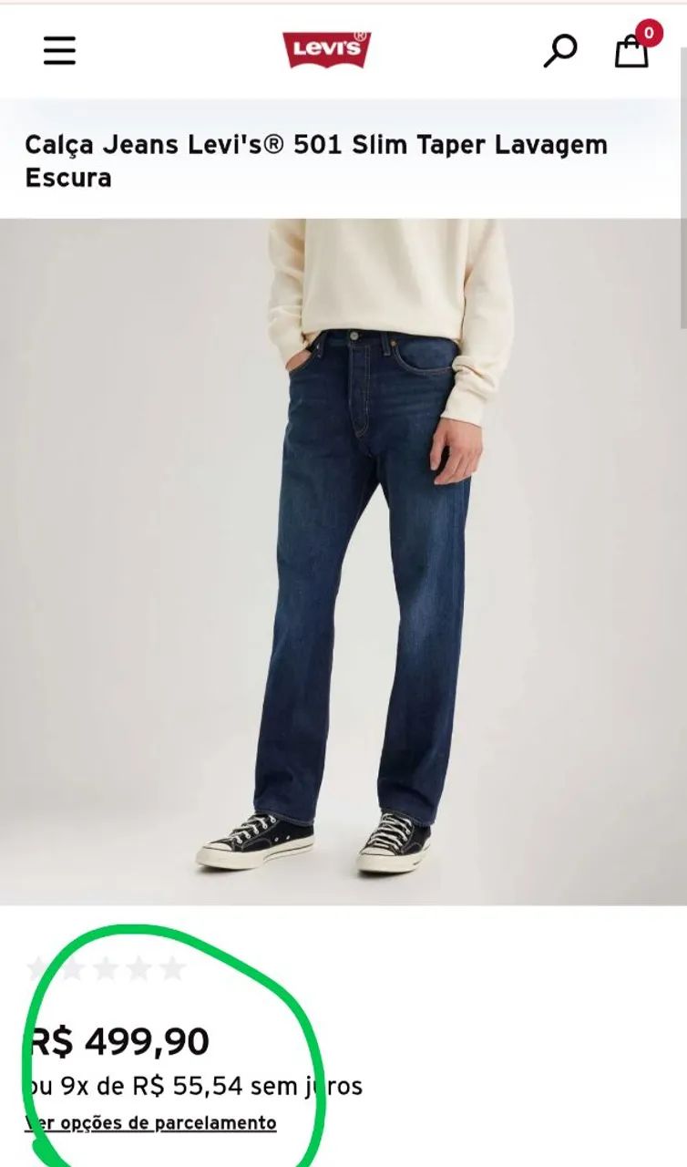 Calça Jeans Levi's® 501 Slim Taper 42