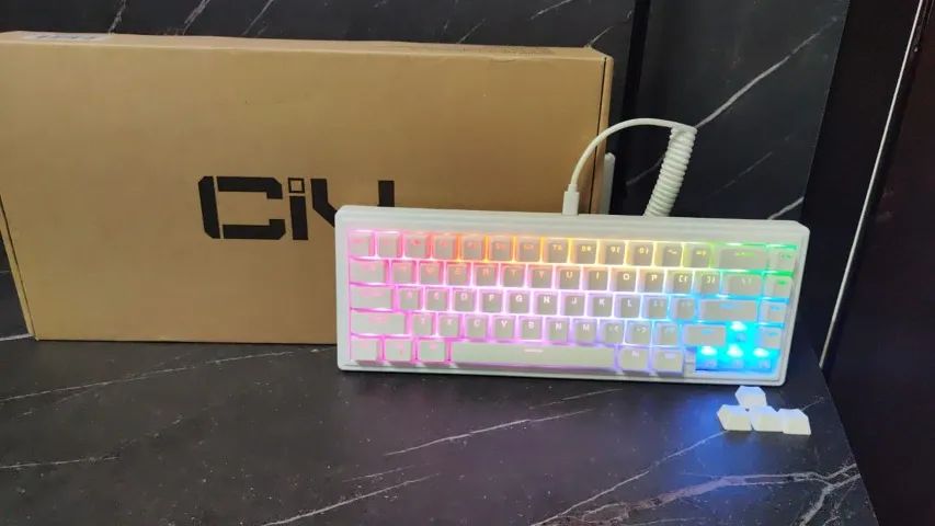 Teclado Ciy Gas67 Branco Switch Akko Jelly White Lubrificado