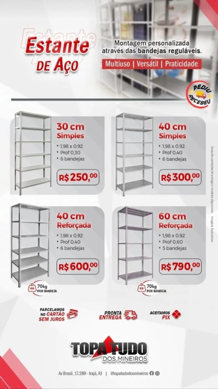 Estante de Aço 30cm - Foto 4