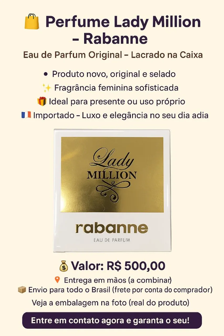 Perfume Lady Million 80 ML - Rabanne Original