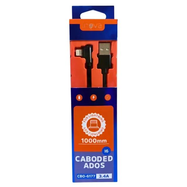 Cabo de Dados Lightning (para iPhone/iPad) da marca Inova, com 1 metro de comprimento, 3.4