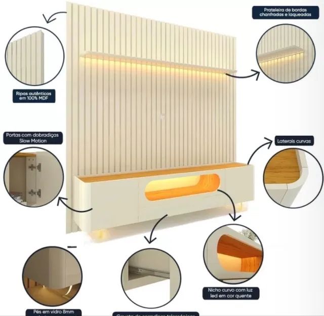 Painel com Rack Áurea 229 - Foto 2