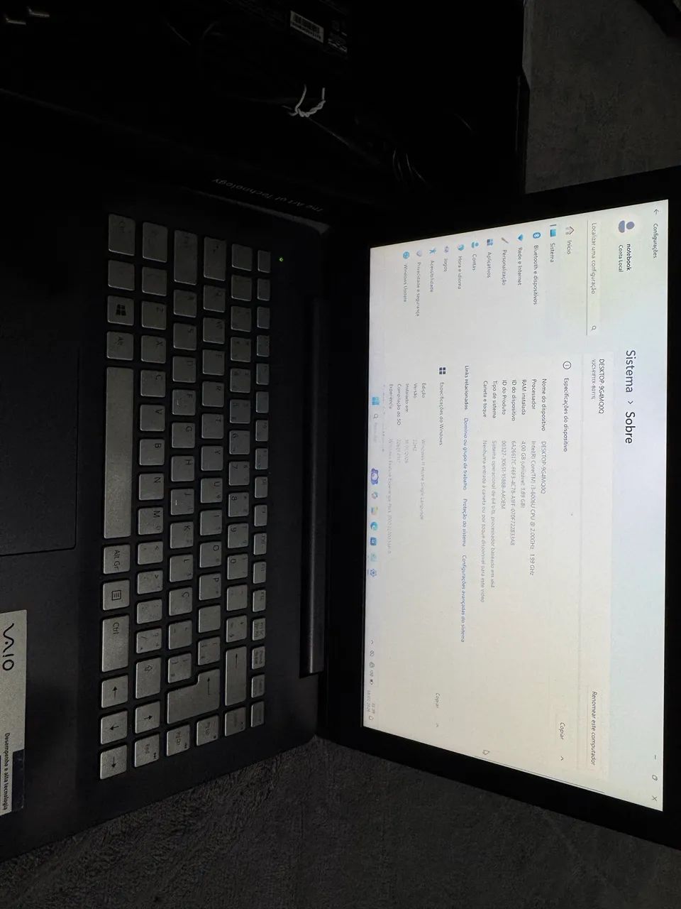 Notebook VAIO com SSD