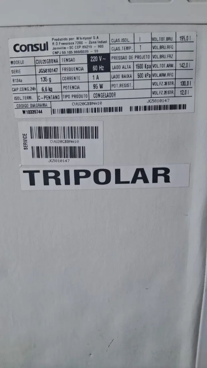 Freezeer consul vertical-Consul 142 litros - Geladeiras e Freezers