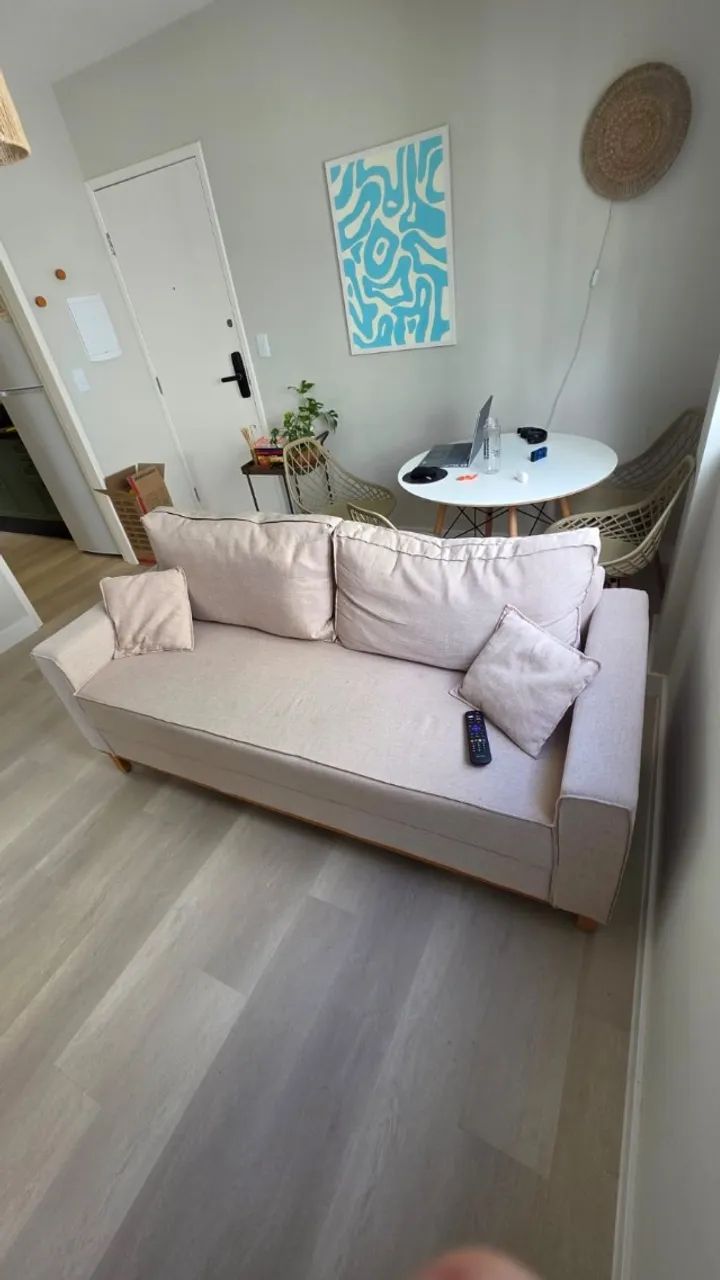 Sofá 3 Lugares Living Istambul Linho Champagne - Excelente Estado - Foto 2