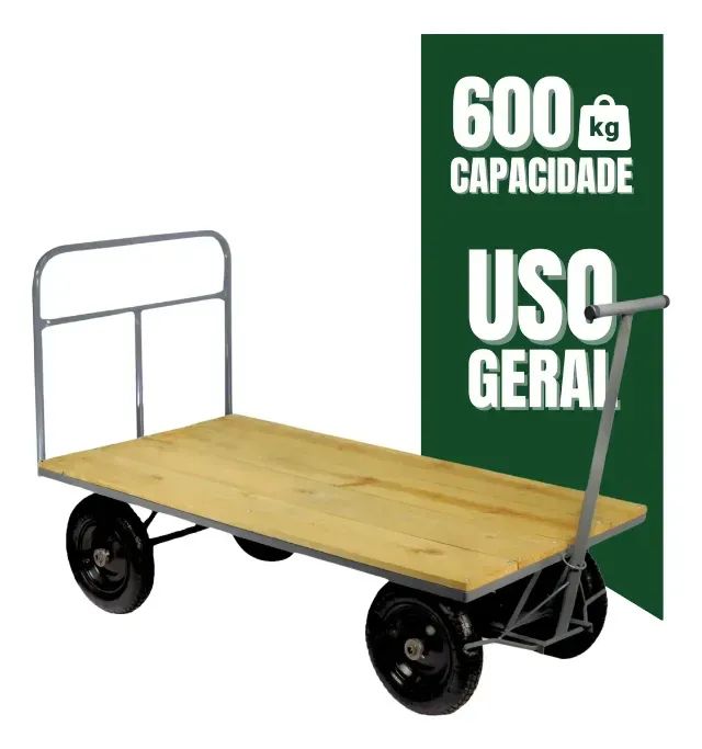 Carro Plataforma De Madeira Até 600 Kg Com 1 Aba Removível - Foto 2