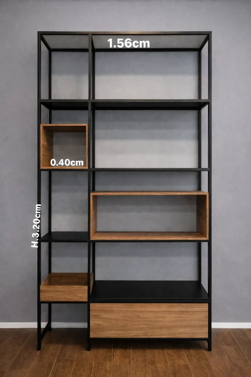 Estante Industrial de Ferro e Madeira Alta - Moderna e Resistente - Foto 2