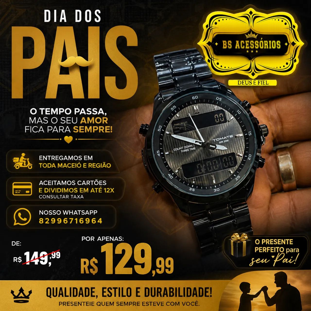 RELÓGIO ANALÓGICO É DIGITAL APROVA D?ÁGUA 