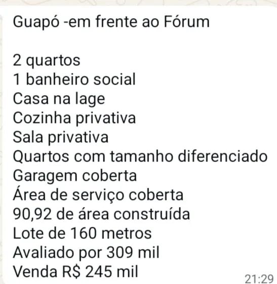 Casa em Guapo sem entrada 