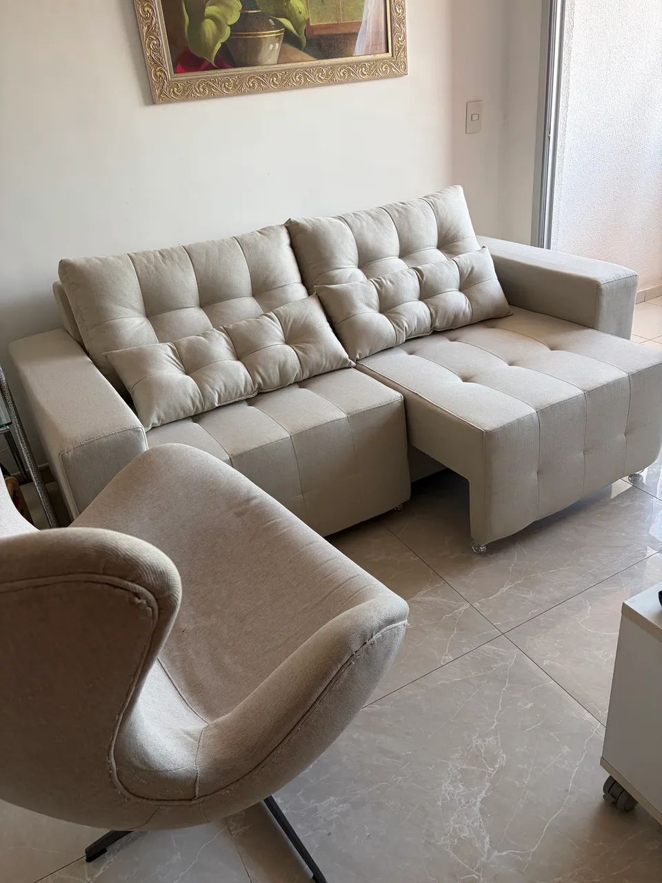 Sofá retrátil 3l em linho TAM 2,05m - Foto 5
