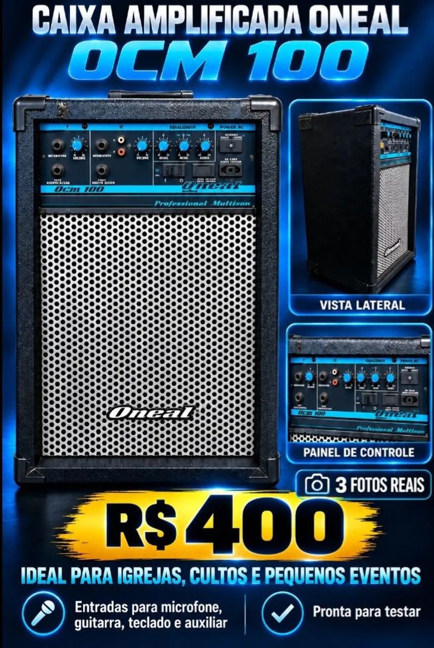 Caixa Amplificada Oneal OCM 100 - Ideal para Igreja e Eventos