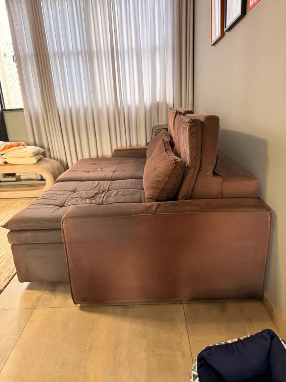 Sofá Retrátil e Reclinável 2 Lugares - Suede Marrom - Foto 2