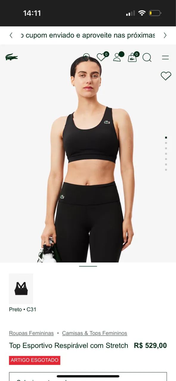 Top Lacoste Tamanho P - Foto 3