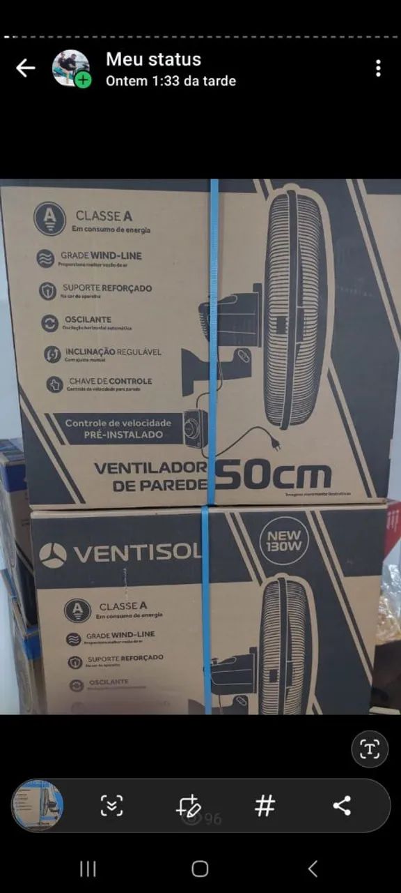Ventilador de parede 50cm 