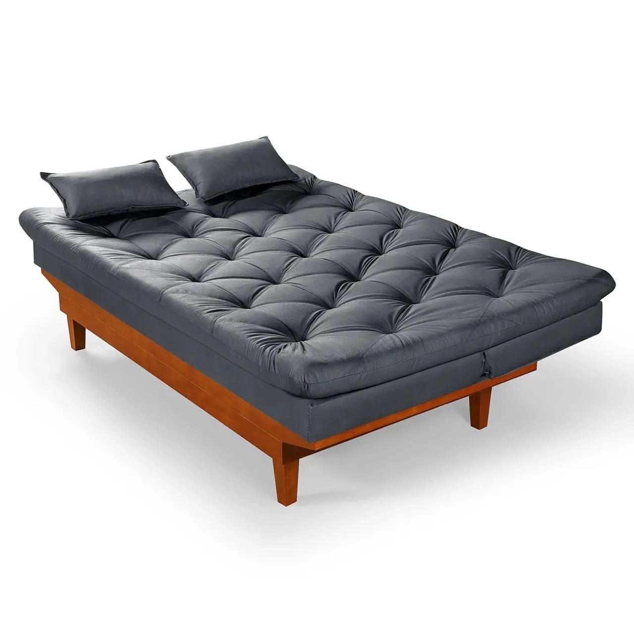 Sofá-cama 3 lugares em suede + 2 banquetas - Foto 3