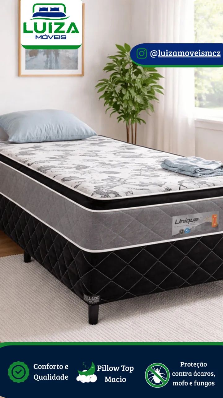 Cama Box Solteiro Conjugada Espuma D28 Unique Caza Nobre Nova - Foto 2