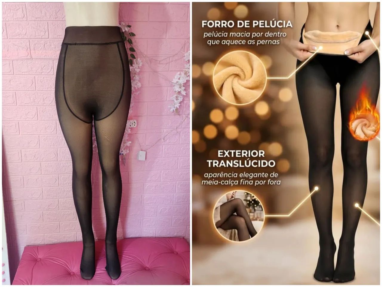 Meia peluciada pra inverno