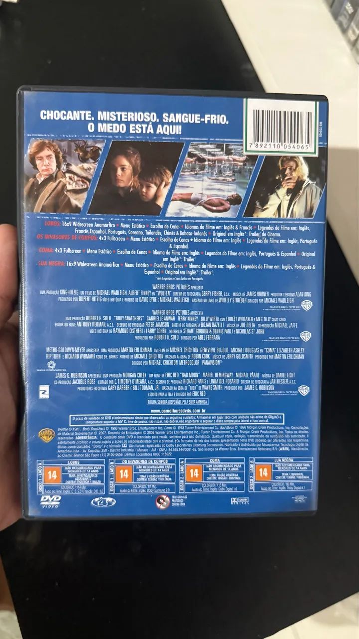 DVD 4 filmes de terror lobos, lua negra, coma e invasores de corpos - Foto 2