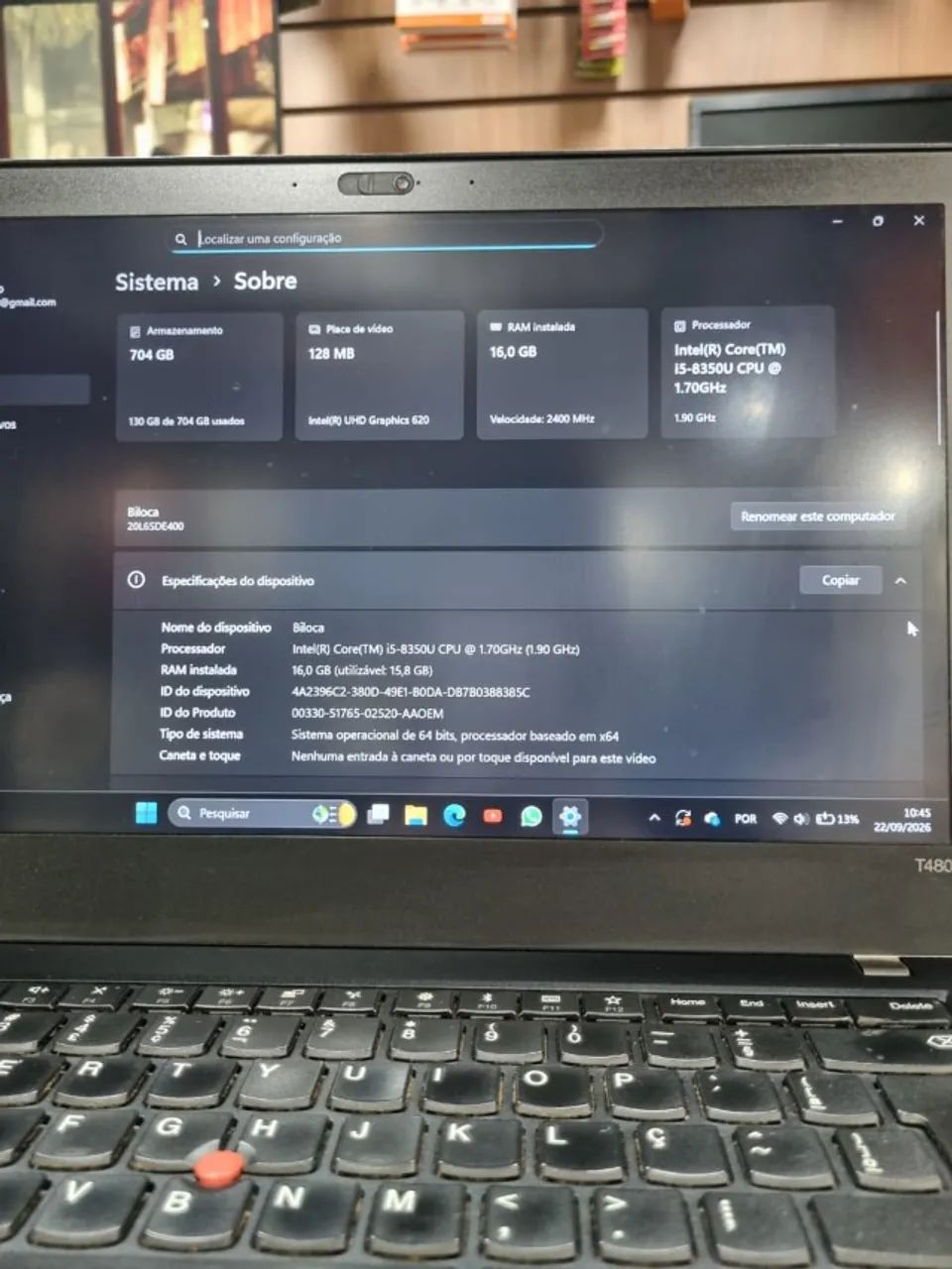 Lenovo ThinkPad T480  - Foto 3