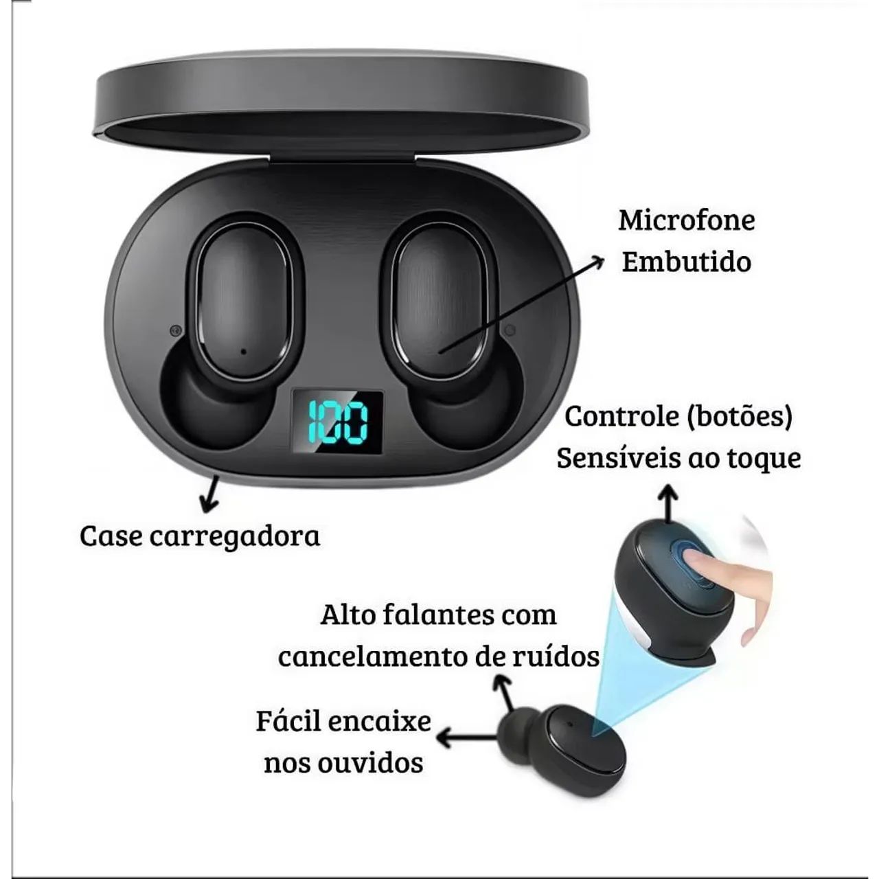 Fone de ouvido via bluetooth sem fio  - Foto 4