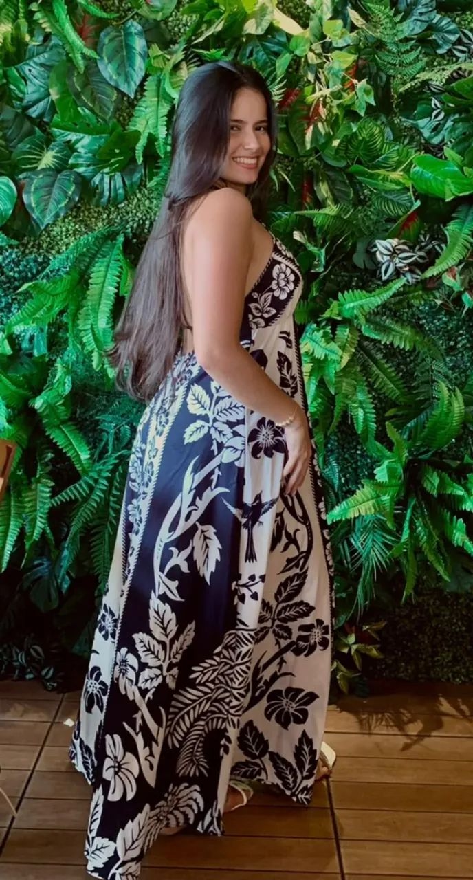 Vestido longo estampado