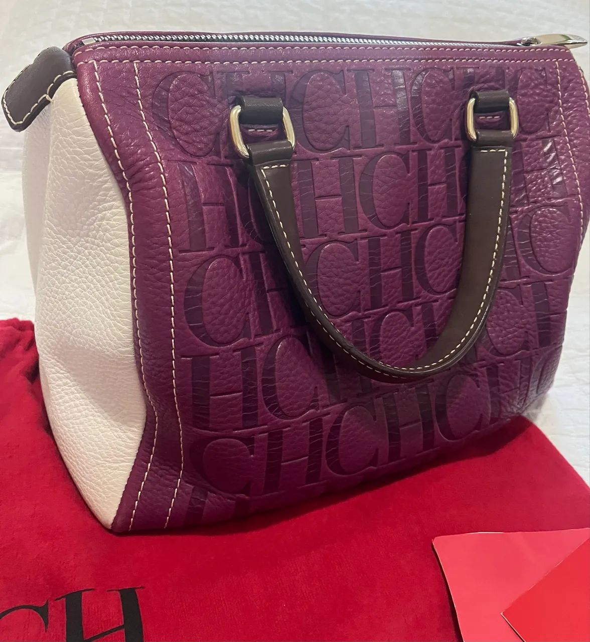 Bolsa Carolina Herrera Original Couro Vinho