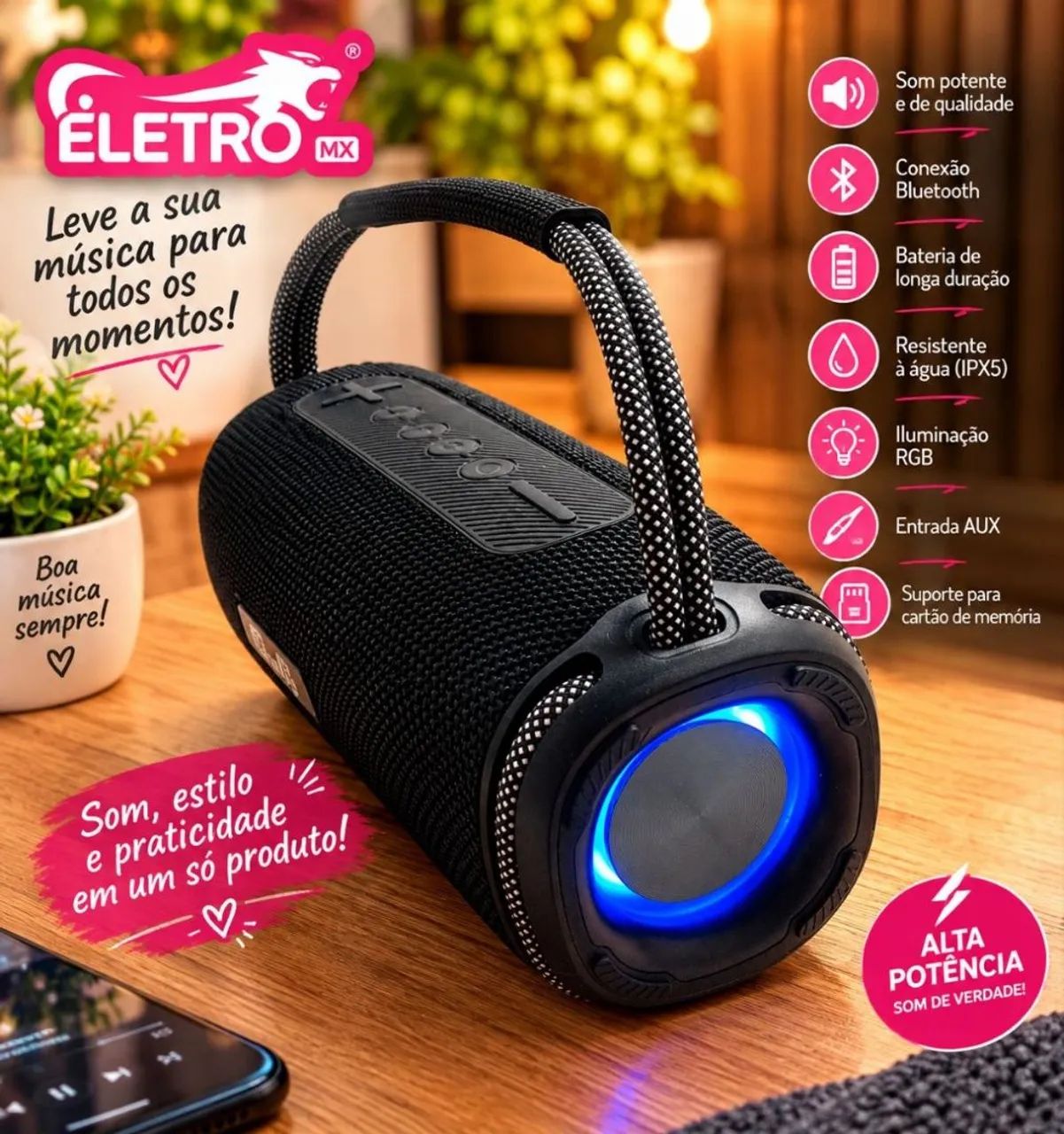 Caixa de som Bluetooth Eletro MX 100W - Foto 3