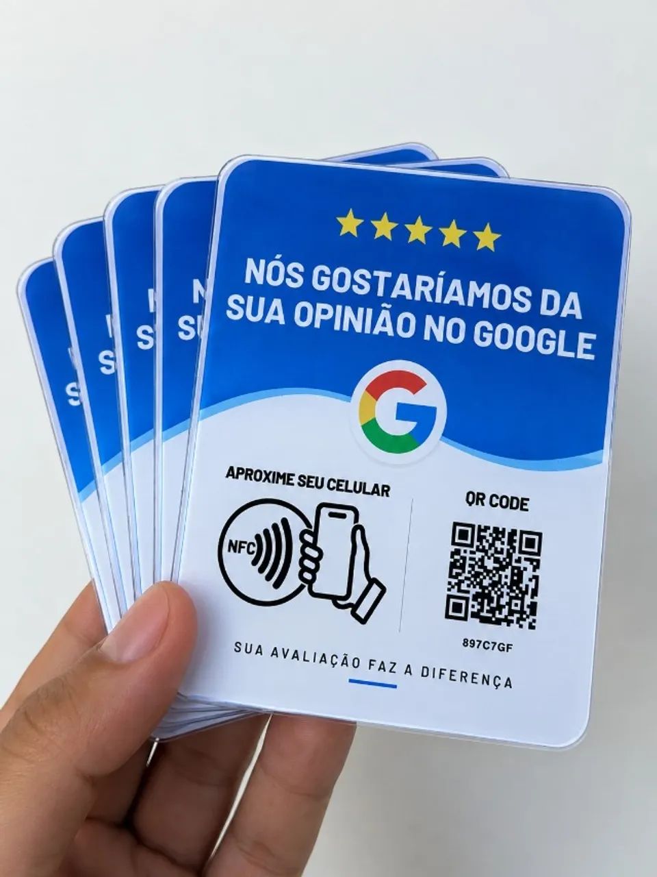 Placa NFC + QR Code Avaliação Google - Mais Avaliações 5 Estrelas