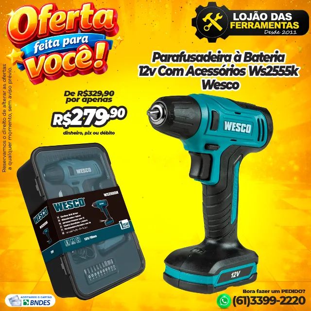 Parafusadeira à Bateria 12v Com Acessórios Ws2555k Wesco