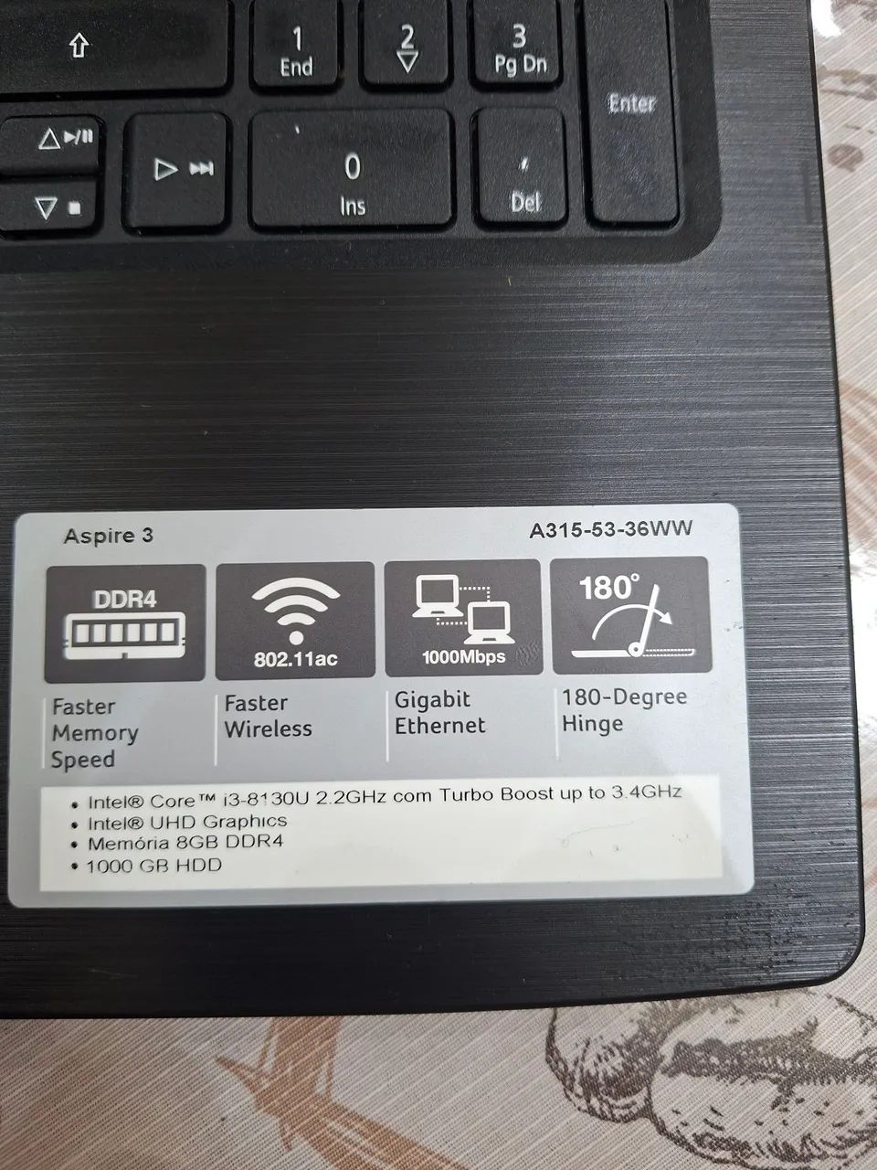Notebook Acer I3 8130,Memória RAM 8GB DDR 4 - Foto 4