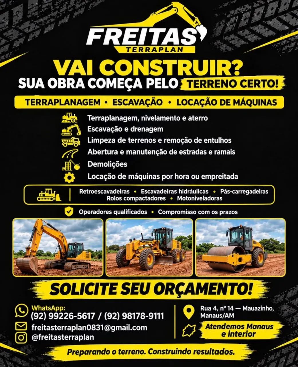 Serviços com equipamentos de terraplanagem 