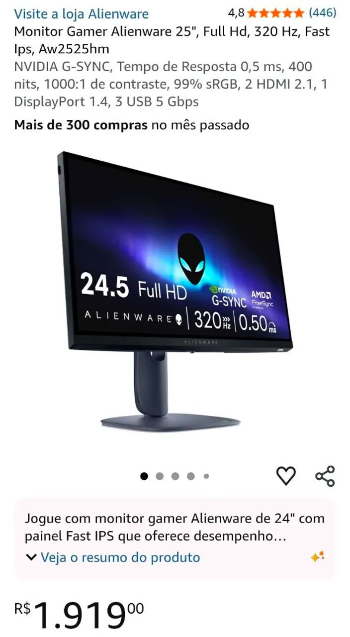 Monitor Gamer Alienware 320Hz  - Foto 2
