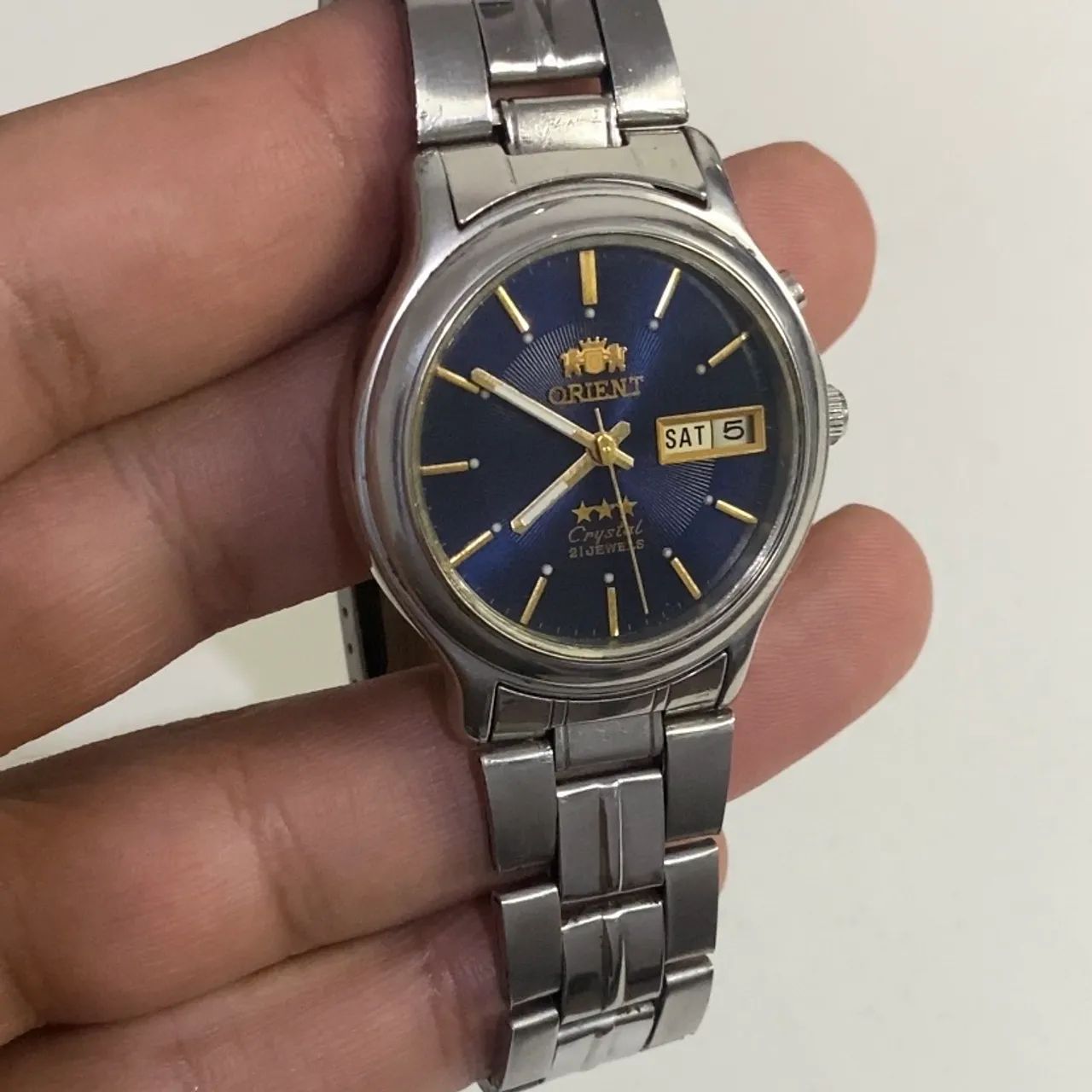 Relógio automátic orient 3 estrelas anos 90 azul - Foto 4