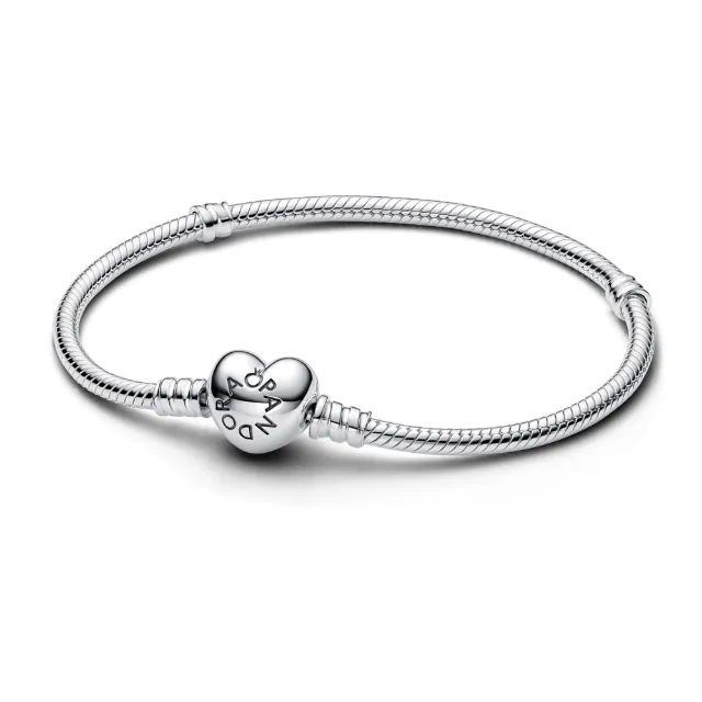 Bracelete Pandora Pulseira De Prata E Fecho Coracao